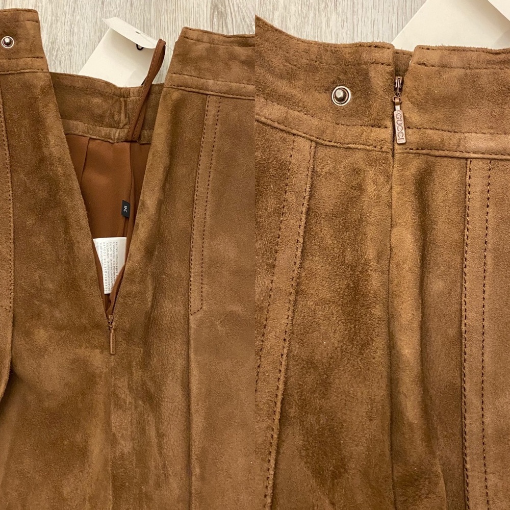 SOLD🪧Gucci Runway Suede Embroidered Skirt - Picture 9 of 14
